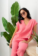 Latte Love V Neck Relaxed Top & Capri Set Paradise Pink