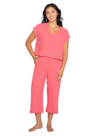 Latte Love V Neck Relaxed Top & Capri Set Paradise Pink