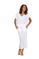 Latte Love V Neck Relaxed Top & Capri Set White