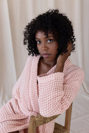 VivaMaison Waffle Kimono Robe Pink