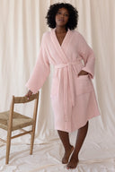 VivaMaison Waffle Kimono Robe Pink