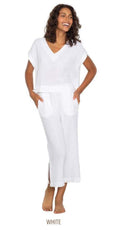 Latte Love V Neck Relaxed Top & Capri Set White